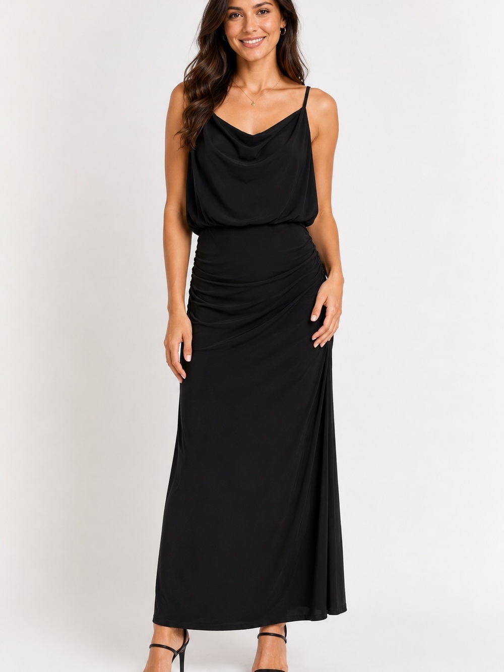 Vince Camuto Black Matte Jersey Cowl Neck Maxi Dress size 12